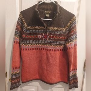 Vintage Eddie Bauer Half Zip Winter Sweater